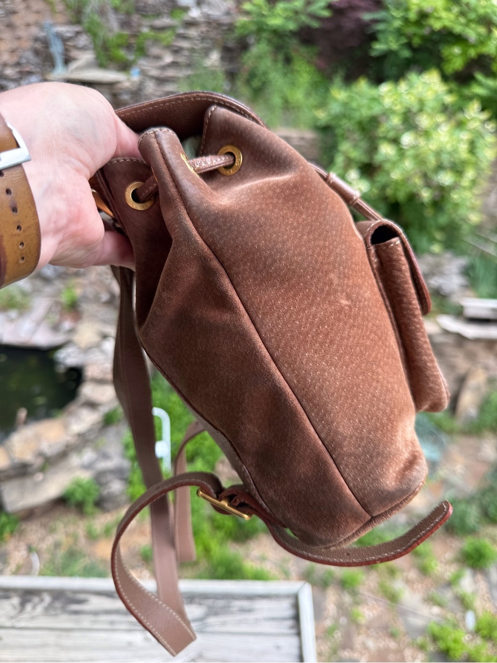 Gucci Suede Bamboo Mini Backpack Brown Leather Italy Vintage - Picture 4 of 17